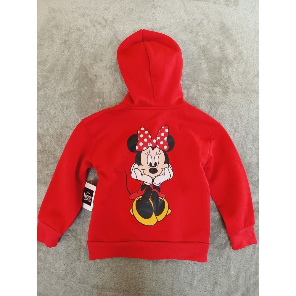 Disney New Minnie‎ Mouse Red Full Zip Hoodie Sweatshirt Girls Sz 5 Disneybound